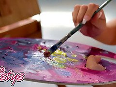 Braunhaarige, Fingern, Hd, Natürlichen titten, Muschi, Solo, Scherzbold, Titten