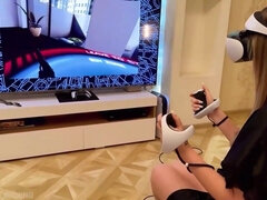 Stepson's sneaky touches on naive stepmom Sasha Paradise in a virtual reality POV video