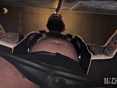 Huge Cocks on the Wall in Glory Hole Action