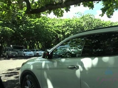 Amateur, Voiture, Doigter, Jeans, De plein air, Pov, Public, Gicler