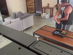 Nanny Cam Catches Hot Babysitter Giving Blowjob in Kitchen - Real Amateur Caught Naked