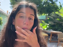 Cum On A Girls Face In A Public Cafe - She Eats Lunch With Cum On Her Face! - Cumwalk With Katty West