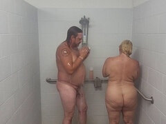 Hot amateur couple enjoy a steamy shower quickie!