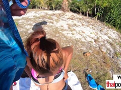 Thai teenage has to nail a big penis outdoor