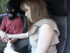 Asiatique, Sucer une bite, Voiture, Japonaise, De plein air, Chatte, Adolescente, Pute