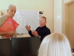 Lusty Elderly Executive: Lingerie & Handjob Action with Blonde Lola Taylor