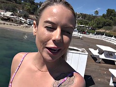 Beach babe Summer Vixen rides a bike and sucks cock in POV GFE Roadhead
