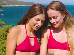 フェラチオ, 茶髪の, 顔射, 三人, オッパイの