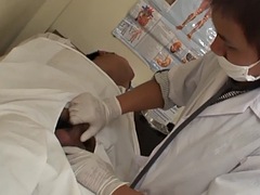 Asian guy gets bred by medic after jerking off and dick exam