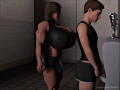 Tridimensionnel, Grosse bite, Gros seins, Chinoise, Gym, Nénés