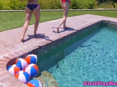 Americano, Bikini, Pareja, Hd, Lesbiana, Al aire libre, Hijo