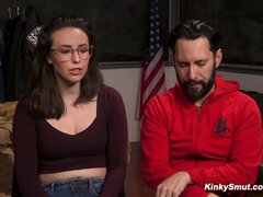 お尻, 緊縛, 変態, ボンデージ, 茶髪の, チン, ハードコア, 奴隷