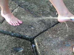 Enthousiasteling, Strand, Voeten, Voetbeurt, Vriendin, Slipje, Gezichtspunt, Roken