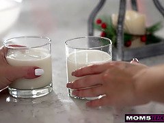 デカパイ, ブロンド, フェラチオ, イく瞬間, 下着, オナニー, 淫乱熟女, 三人