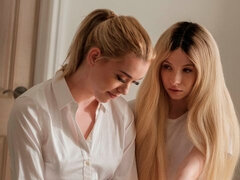 指いじり, 彼女, キス, なめる, オマンコ, ストッキング, ティーン, オッパイの