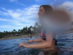 Amateur, Plage, Bikini, Pov, Chatte, Rasée, Chaussettes, Nénés