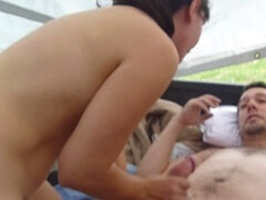 Verga grande, Pareja, Orgasmo, Al aire libre, Público, Esposa