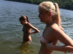 Asombroso, Culo, Playa, Cuadrupleta, Lesbiana, Al aire libre, Coño, Mojado