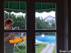 Matrue neighbor sucks and rides his big dick
