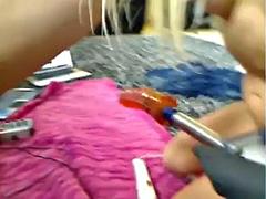 Amateur, Nana, Gros cul, Blonde, Machine à baiser, Solo, Nénés, Jouets