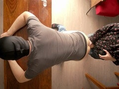 Wife humiliates hubby, femdom pegging, belt cock