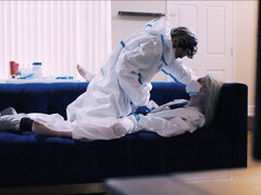 Lola Fae hooks up with co-worker in protection suits