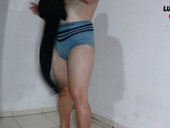 Grote lul, Mollig, Universiteit, Travestiet, Homo, Latex, Ondergoed, Buiten