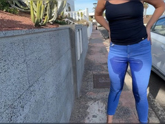 Culo, Fetiche, Jeans, Madres para coger, Al aire libre, Orinar, Solo, Mojado