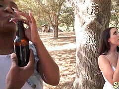 crazy honey with big bosoms loves being doggy styled outdoors