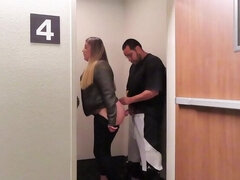See-Through Leggings Slut Gets Dick Hard in Public Blowjob