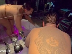 アナル, デカ尻, フェラチオ, ぽちゃ, カップル, 自家製, 淫乱熟女, 水中