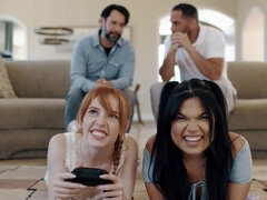 18 jaar, Grote lul, Sperma shot, Diep in de keel, Lul, Realiteit, Roodharige vrouw, Rijden