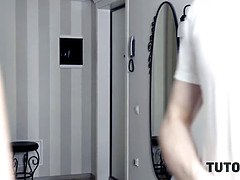 デカチン, ブロンド, フェラチオ, 試験, 淫乱熟女, オマンコ, ストッキング, オッパイの