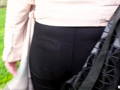 Freak teen girl sucks my jumbo cock outdoor