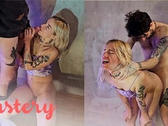 Verga grande, Rubia, Mamada, Pareja, Estilo perrito, Sexo duro, Lamidas, Pequeña