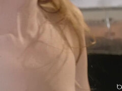 Amerikaans, Lieveling, Bruinharig, Stel, Hondjeshouding, Handbeurt, Natuurlijke tieten, Kut duiken