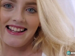 Skinny Blonde Kate Bloom Sniffs Her Panties and Strokes Her Pussy