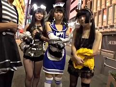 Orgy sex with lewd cosplay beauties in a hotel