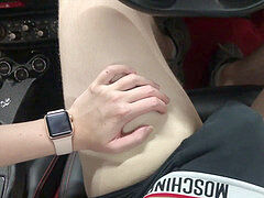 Voiture, Collège université, Tir de sperme, Branlette thaïlandaise, Masturbation, Étudiant, Adolescente, Jouets