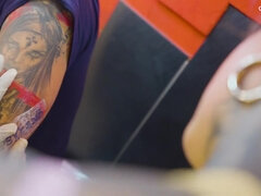 Pornstar Tattoo Artist Bends Over For Her Client Hard Anal, Filthy Atm, And A Dripping Facial Fini