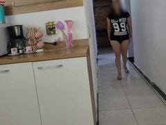 Amateur, Gros cul, Attrapée, Queue, Hard, Époux mari, Douche