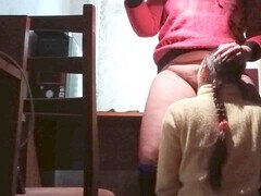 Amateur, Brunette brune, Couple, Lesbienne, Léchez, Bureau, Orgasme, Chatte