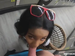 Busty black fucked hard at public launderette