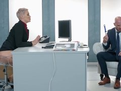 Ryan Keely gets toyed & fucked by the salesman on her office desk