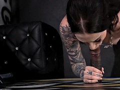The Gloryhole offers a big black cock to the tattooed Mik Luv