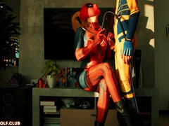 Deadpool Vs Wolverine. Crazy Sexual Fight - Facesitting, Creampie - Mollyredwolf