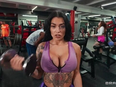 美女, デカ尻, 巨乳な, ジム, 淫乱熟女, 怪物, オフィス, オッパイの