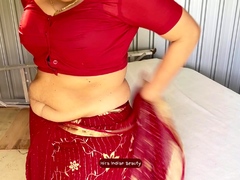 HIRA'S FANTASY: Wearing Red Saree, Blue Lingerie...Naughty