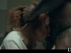 フェラチオ, チン, バック, 開帳, なめる, オマンコ, 赤毛, ストッキング