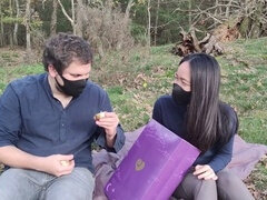 アジア人, 大学生, カップル, 中出し, オーガズム, アウトドア, 現実, スペイン人